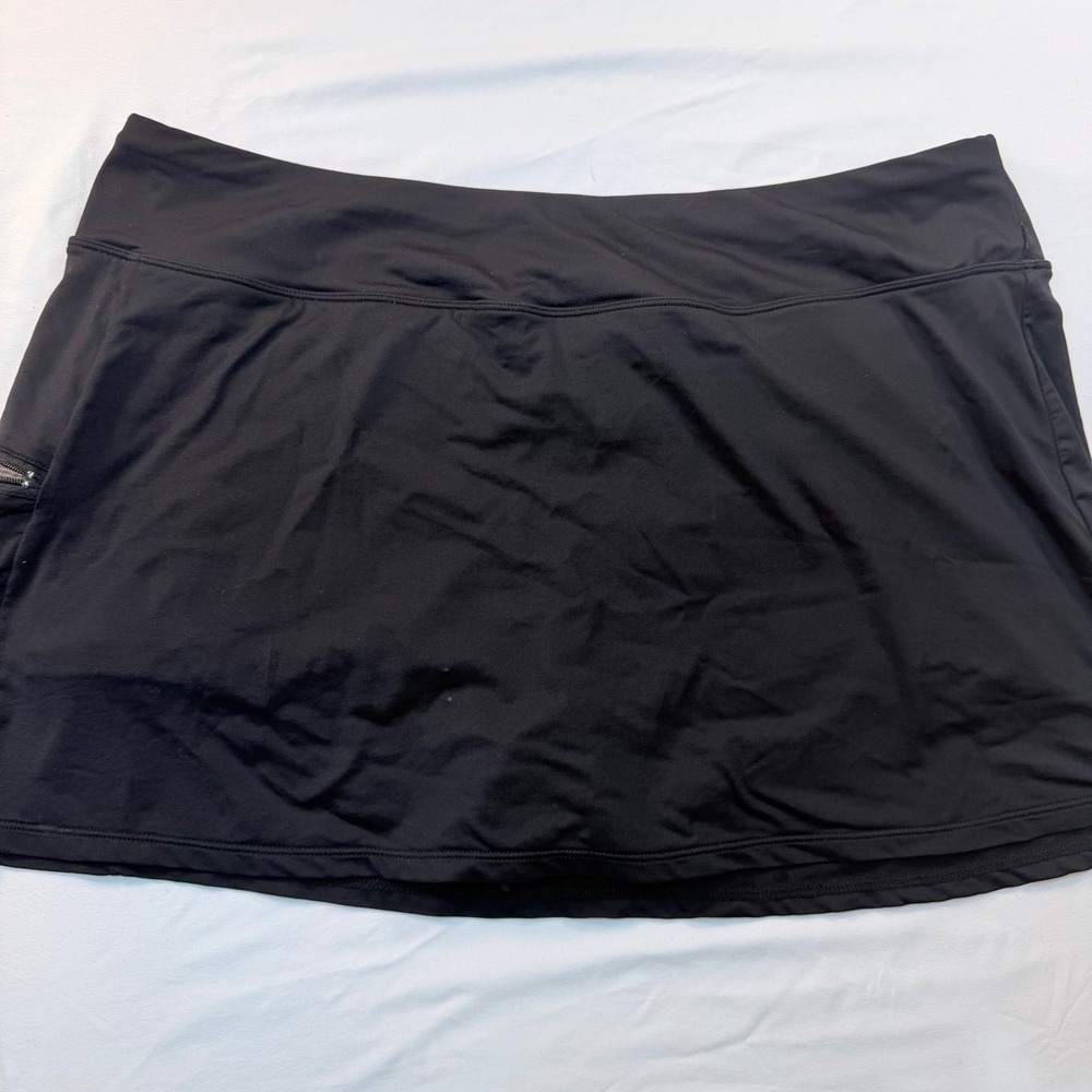Beach House Emma Swim Skort Women's 14 Black H58371 Built In Shorts Zip Pocket